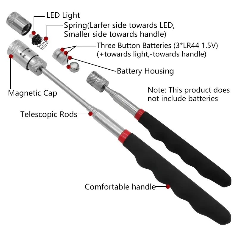 Fishing Rod Travel - Telescopic Magnetic Pen with LED Light