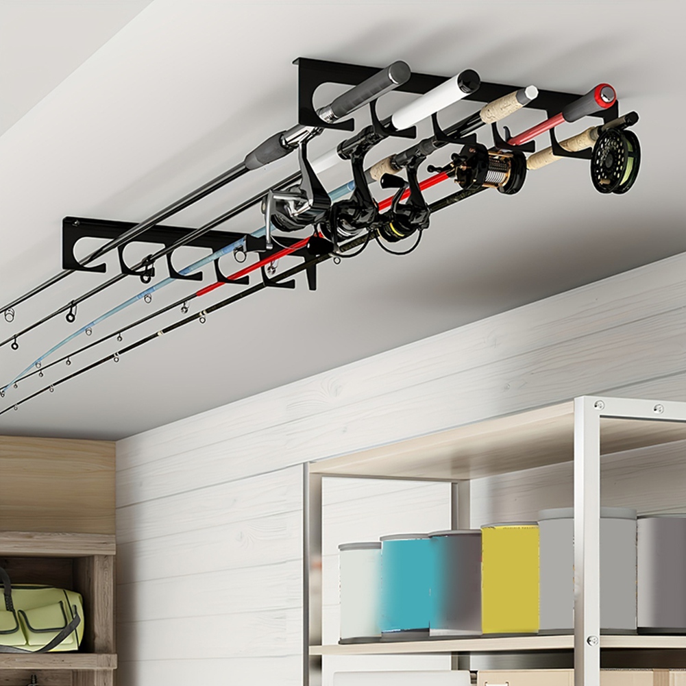 Fishing Rod Rack - B48B-Wall/Ceiling Mount Fishing Rod Metal Holder-