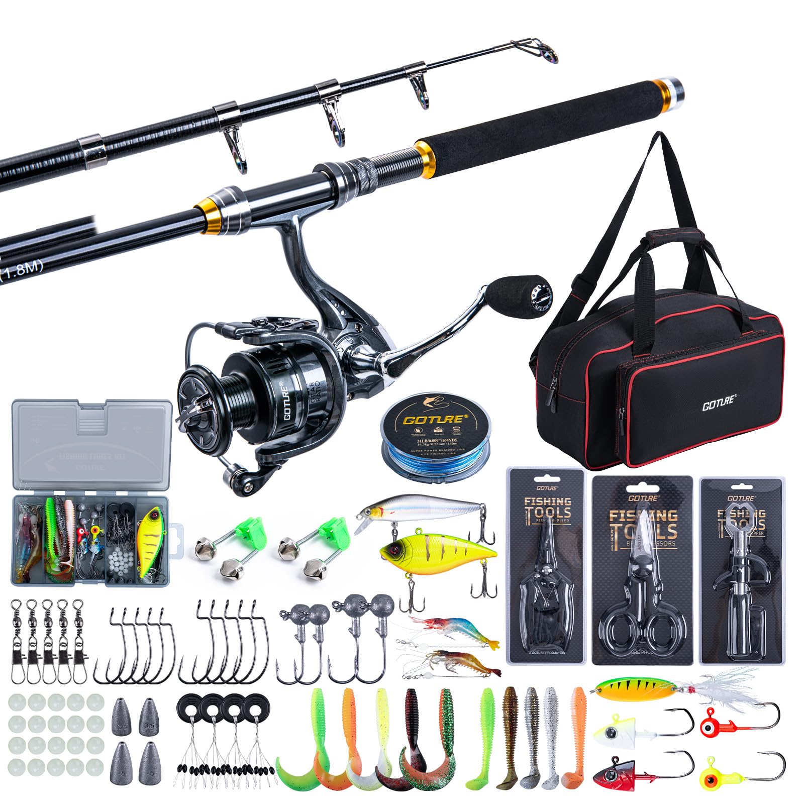 Fishing Rod Spinning - Goture Fishing Telescopic Rod and Reel