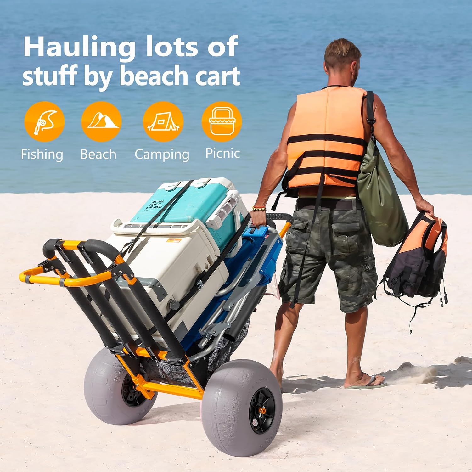 Bonnlo Beach Fishing Cart, Bea - Fishing Rod Holder ulasan dan harga
