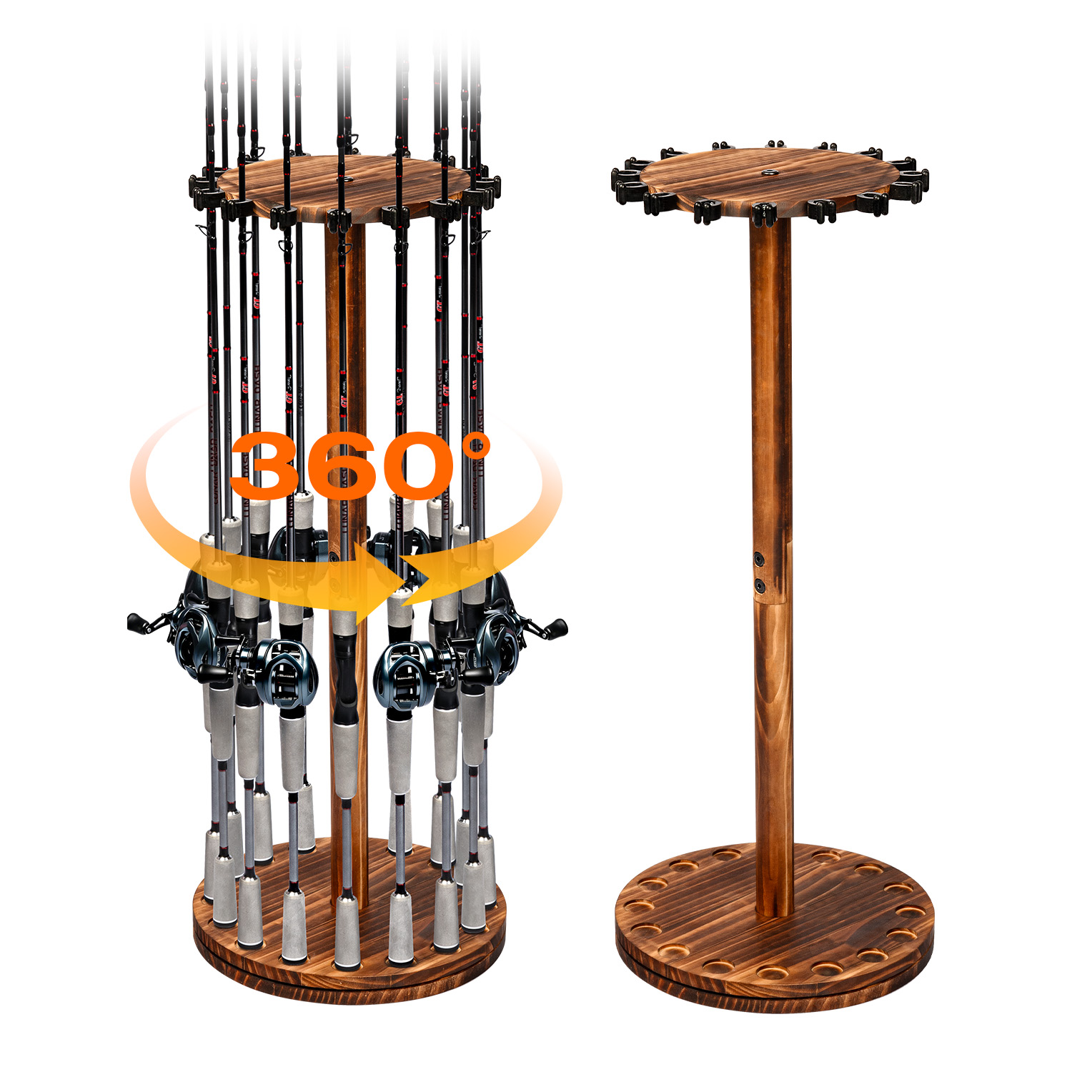 Round Carbonized Wood Fishing  - Fishing Rod Rack ulasan dan harga