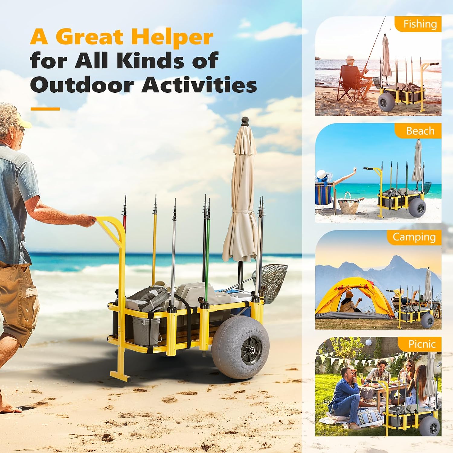 Rolling Fishing Cart Outdoor B - Fishing Rod Holder ulasan dan harga