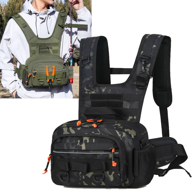 Men Chest Bag Tactical Fishing - Fishing Rod Holder ulasan dan harga